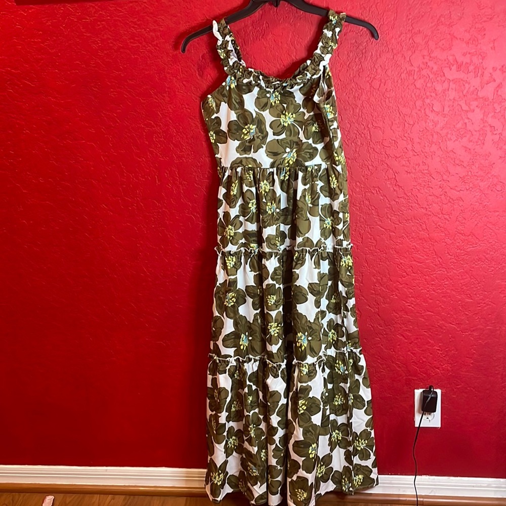 SHEIN random floral print frill trim dress